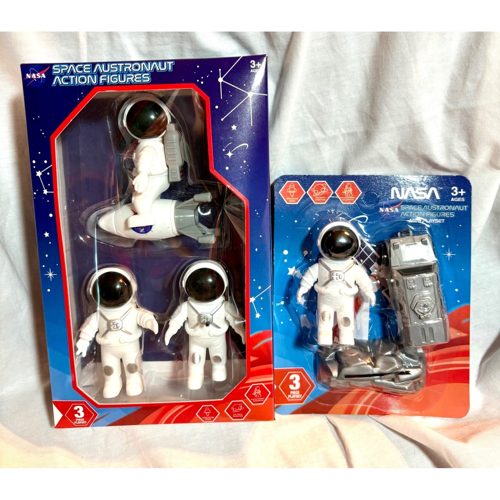 NASA Space Astronaut Action Figures 2 Playset Bundle Rocket & Vehicle 6pc New